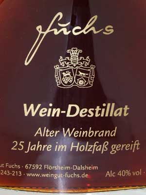 Alter Weinbrand – Etikett