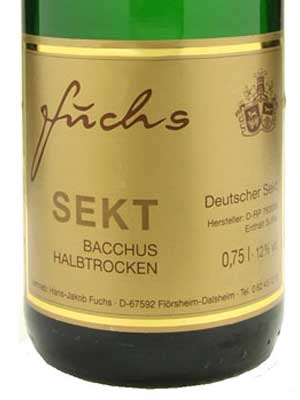 Bacchus Sekt halbtrocken – Etikett