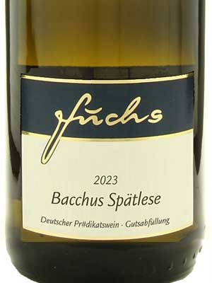 Bacchus Spätlese lieblich – Etikett
