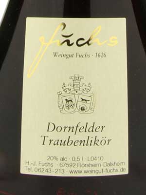 Dornfelder Traubenlikör – Etikett