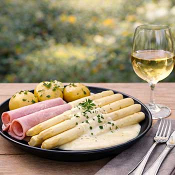 Spargel mit Schinken