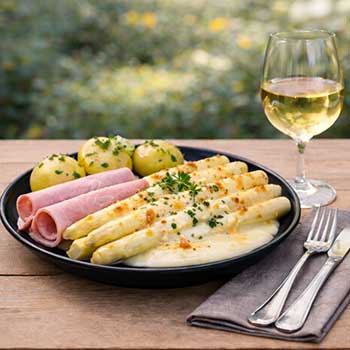 Spargel, überbacken