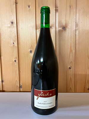 Fuchs Rubin trocken – Traube + Flasche
