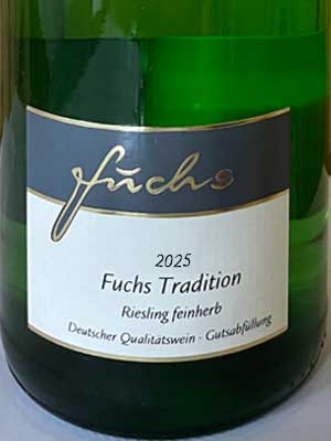 Fuchs Tradition Riesling halbtrocken – Etikett
