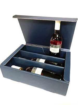 3er-Geschenk-Karton, blau – Traube + Flasche