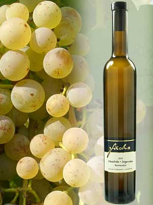 Huxelrebe + Siegerrebe Beerenauslese edelsüß – Traube + Flasche