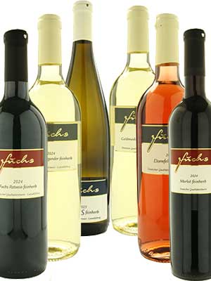Wein-Geschenk- und Probierpaket “Feinherbe Weine” – Traube + Flasche
