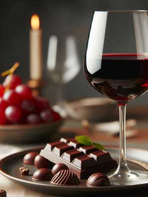 Süßer Rotwein + Schokolade