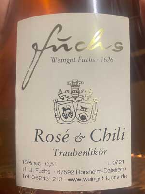Rosé & Chili Likör – Etikett