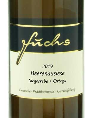 Siegerrebe + Ortega Beerenauslese edelsüß, histamingeprüft – Etikett