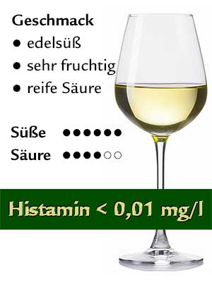 Siegerrebe + Ortega Beerenauslese edelsüß, histamingeprüft – Geschmack