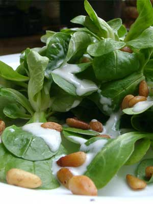 Verjus an frischem Feldsalat