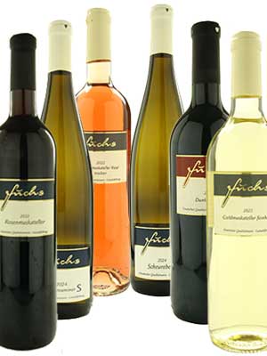 Wein-Geschenk- und Probierpaket “Seltene Rebsorten” – Traube + Flasche